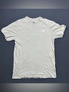 The North Face T Shirt Men’s Size S Cream Box Logo Never Stop Exploring Graphic